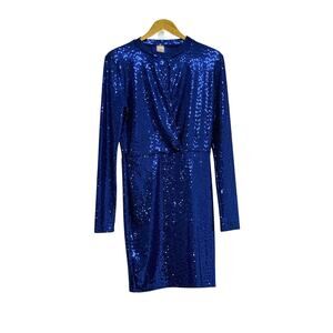 Yellow Cabbage Blue Sparkle Knee Length Dress